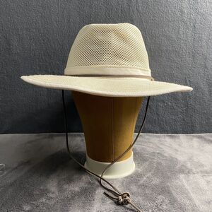 Mesh Aussie Grande Brim Fedora Off White Sz Large Vented Mesh 8"X6 1/2" UNISEX